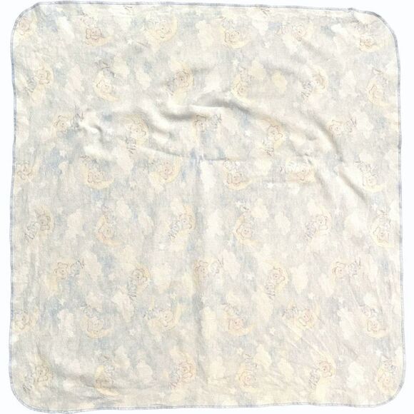 Vintage Dreaming Bear Receiving Blanket 28 X 28.5 Blue Bear Moon Clouds - Picture 5 of 7